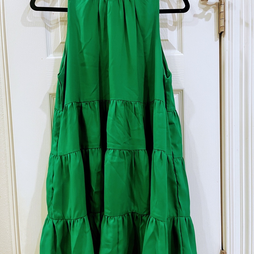 TCEC green tiered high neck dress